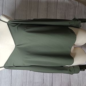 Paper Crane Olive Cold Shoulder Blouse Medium